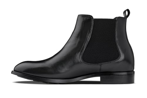 CALTO Men's Invisible Height Increasing Elevator Shoes - Premium Leather Slip-on Chelsea Boots - 2.8 Inches Taller3
