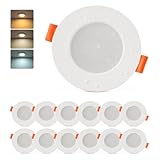 Sineyon LED Einbaustrahler 230V 68mm, 12er Set LED Spots Flach 4W Warmweiß 3000K Neutralweiß 4000K Kaltweiß 6500K, Deckenspots Weiß 65-80mm Lochmaß, Spots Deckenleuchte für Badezimmer Küche