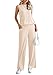 PRETTYGARDEN Women's 2 Piece Lounge Set 2026 Summer Casual Tank Top Wide Leg Pants Matching Travel Outfits Clothes Tracksuit (Beige,XX-Large)