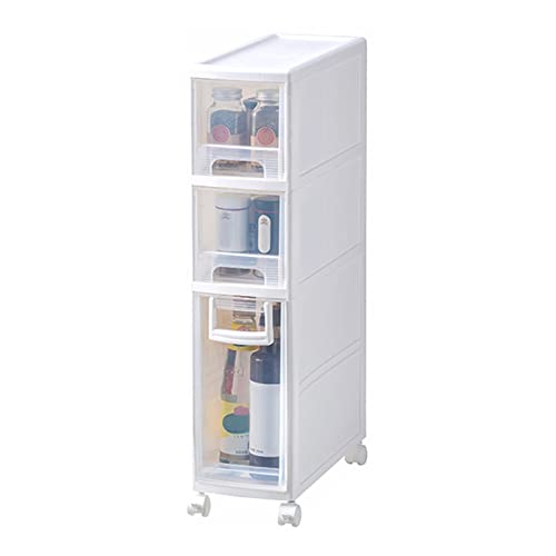 Carrito de almacenamiento delgado con cajones de 6.3 pulgadas, armario de plástico que ahorra espacio para cocina y baño, ideal para esquinas pequeñas y nización lateral del refrigerador