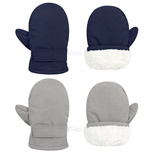 Sarfel Guanti impermeabili per neonato, guanti da neve per neonato, guanti da neve per neonati, ragazzi e ragazze, Blu navy e grigio, 6 Monate-24 Monate