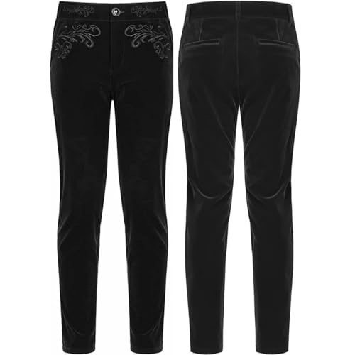 Prime Quality Men's Black Velvet Regency Dress Pants/Velvet Pant with Embodery/USA