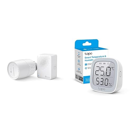 TP-Link Kasa KE100 KIT Valvola Termostatica Intelligente + Tapo T315 Monitor Intelligente di Temperatura e umidità con Display E-Ink da 2,7", Risparmio Energetico, Contiene Kasa Hub KH100