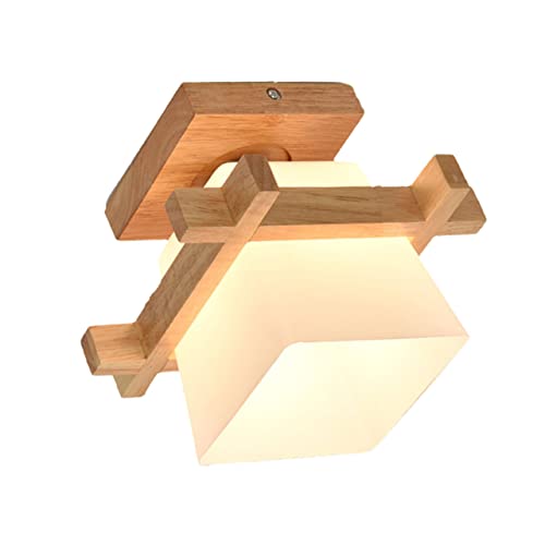 TEHAUX Lámpara de Techo LED de Madera Estilo Japonés para Dormitorio y Salón Aplique de Pared Interior sin Bombilla Luz de Pasillo Moderna y Duradera
