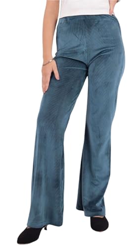 Image of Pink Shell Women's High Waist Bell Bottom Pants in Velvet