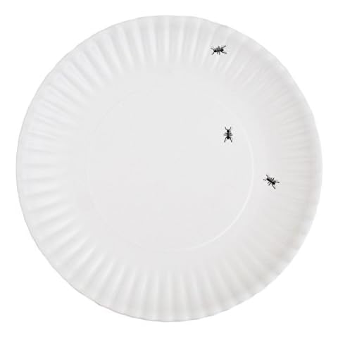 180 Degrees ME0036 What is It Reusable Dinner Plate with Ant Design, 9 Inch Melamine, Set of 4, 9", white, black Cover