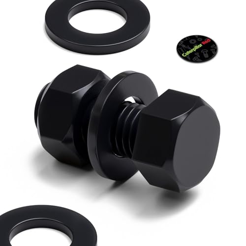 Image of 20x Black Nylon PA66 Hex Head Plastic Bolts, Nuts & Washers, M10 x 25 mm, Fastener, (25 /64 x 63 /64 in)