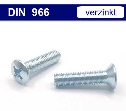Linsensenkschraube mit Kreuz PH - DIN 966 / ISO 7047 - Stahl verzinkt (M5 x 20, 1000 Stück)