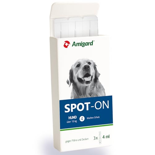 Spot On für mittlere Hunde zwischen 15 und 30 kg - Gegen Zecken und Flöhe - Pflanzlich ohne Duftstoffe und Konservierungsmittel - 3er Pack für 3 Monate Schutz
