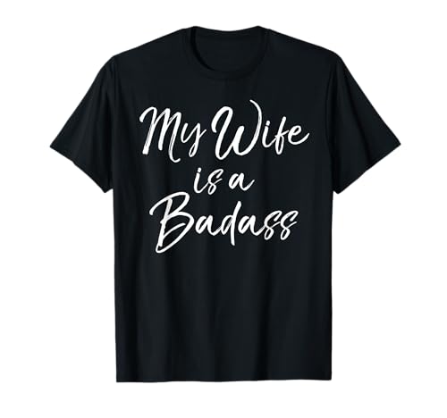 Breast Cancer Support Gift for Husband My Wife is a Badass T-Shirt