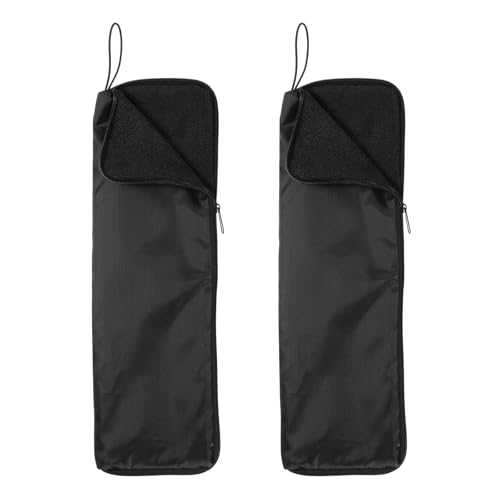 sourcing map 2pcs Wet Umbrellas Bag 11.8" Oxford Cloth Umbrellas Sleeve Cover with Microfiber Inner Waterproof Portable Compact Cases for Folding Travel Umbrellas, Black