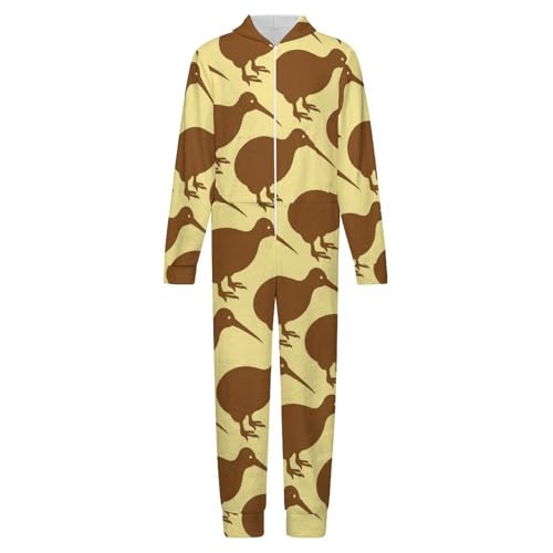 Kiwi Birds Print Kids Jumpsuits One-Piece Warm Jumpsuits for Boys Girls Flannel Outfits Rompers4