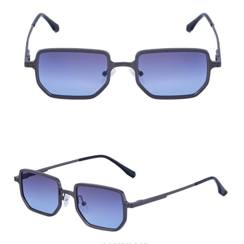 Lunettes de soleil rectangulaires UV400 pour homme et femme style classique petite monture noire