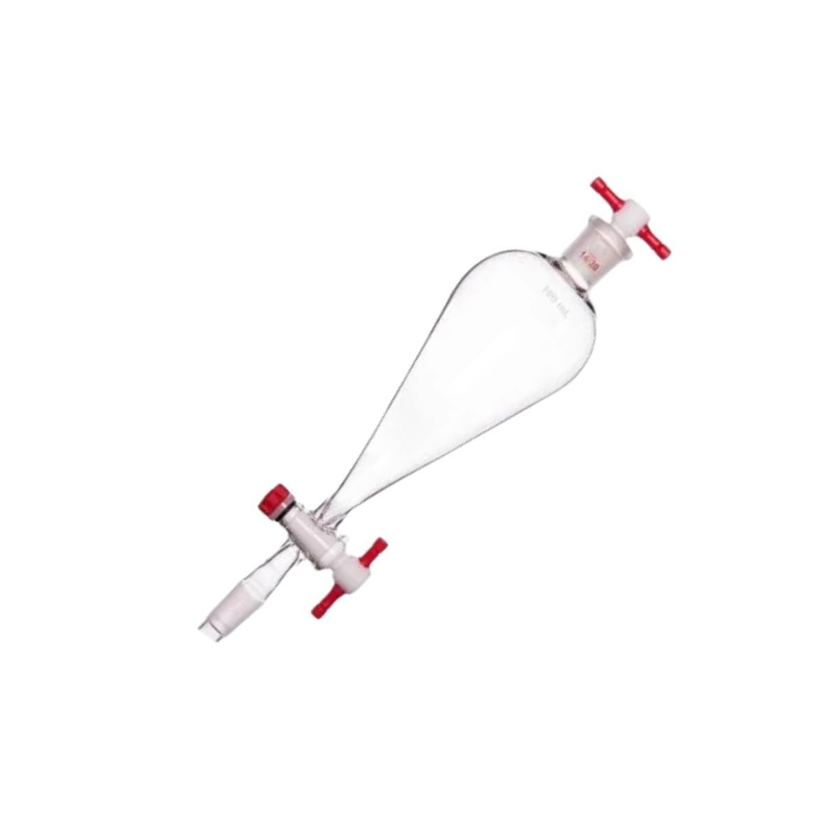 Embudo de decantación cónico de vidrio de borosilicato con juntas 14/20, llave de paso y tapón de PTFE - Capacidad de 10 ml a 125 ml(100ml)