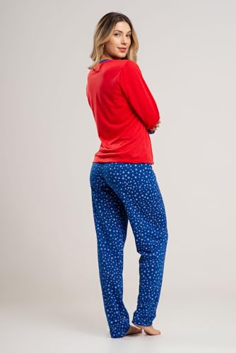 Pijama Longo Feminino Inverno Adulto Manga Longa Frio Personagem Mulher Maravilha (G)
