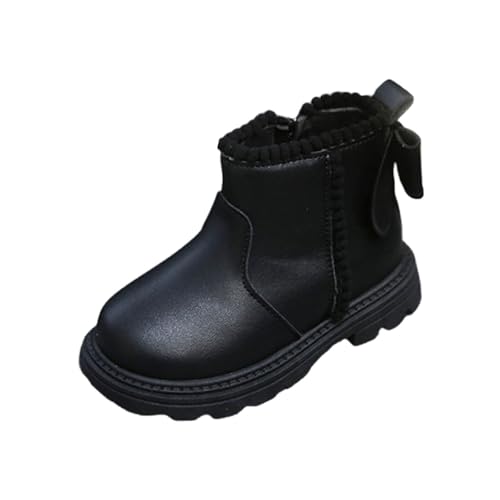 Ctreela Kids Casual Ankle Boot Round Toe British Vegan Leather Slip-On Boots Autumn Winter Snow Booties Non Slip Outsole