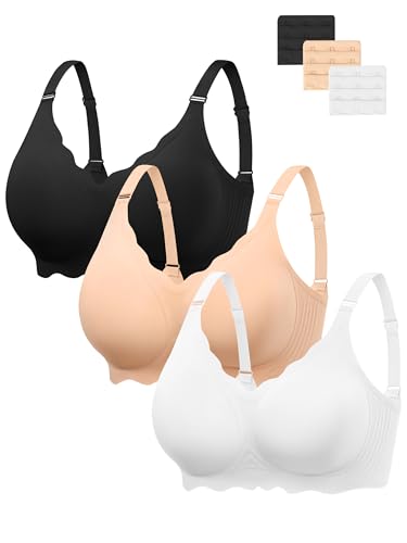 Image of Angelhood Seamless Jelly Bras for Women Wireless Push Up T-Shirt Bra Pack | Full Coverage, V Neck, No Underwire, Everyday Comfort, Convertible Bralettes, Supportive, Back Smoothing, Scalloped Brassiere
