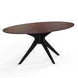 Pemberly Row Contemporary Oval Coffee Table in Black and Walnut