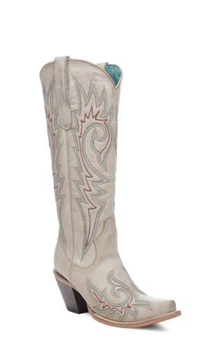 Corral Boots Womens Embroidered Snip Toe Pull On Casual Boots Knee High Mid Heel 2-3