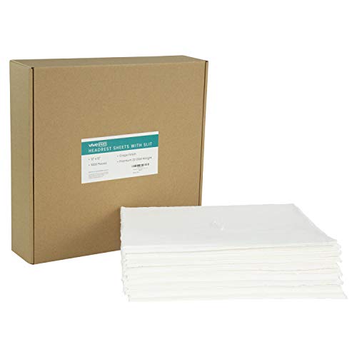 VivePRO Headrest Paper with Nose Slit (1000 Sheets) - 12 inch by 12 inch Face Squares for Chiropractic Exam Table - Premium Crepe Finish - Disposable for Spa, Doctor and Medical Offices - 22GSM Weight
