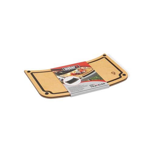 Weber Traveler planche à découper et à servir réversible, forme adaptée à la tablette latérale, utilisable des deux côtés, poignées antidérapantes – Noir (7031)