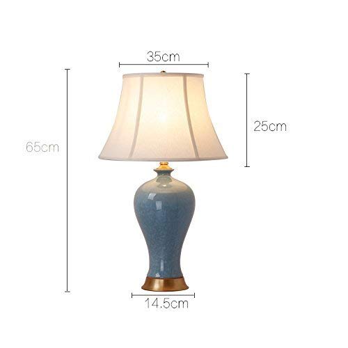 Lampe de salon rétro E27 céramique craquelée éclairage chic de table 65cm - 2
