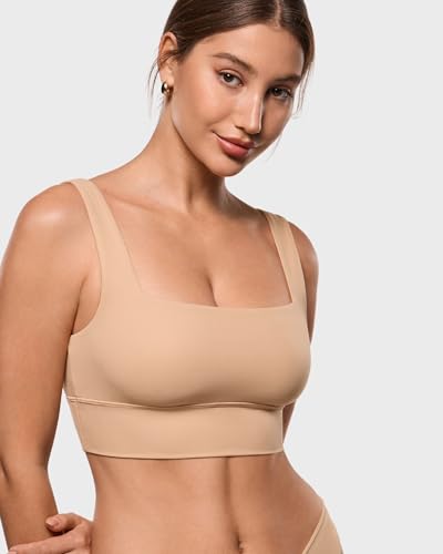 Image of INLYRIC Women's Inbarely Outwear Longline Square Neck Bralette Supportive Unlined No Underwire Yoga Sports Bra