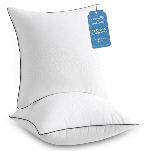 JOLLYVOGUE Euro Pillows for Sleeping, Soft and Supportive Throw Pillows for Couch, Bed and Sofa, Down Alternative Pillow, 26x26 Inches