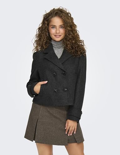 ONLY Damen Mantel ONLFREJA Life Short DB Jacket OTW NOOS 15320983,Dark Grey Melange,M