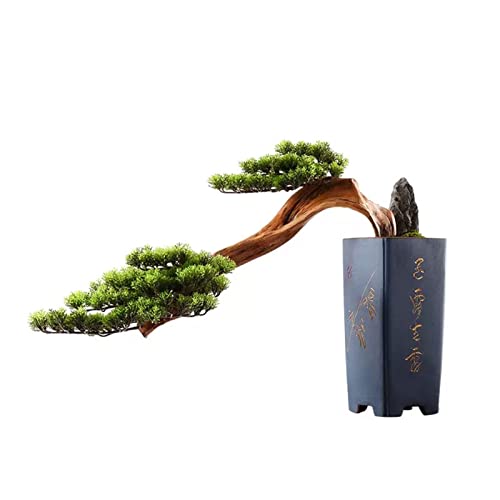 Árbol Bonsái Artificial Árbol de bonsái artificial Simulación verde grande Bienvenido Pino Árbol de bonsái Hogar Sala de estar Decoración Simulación Planta en maceta con jarrón de cerámica Planta fals