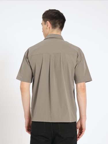 Image of ZERNY Men's Casual Half Sleeve Solid Shirt Regular Fit Double Pocket Summer Lightweight Wear