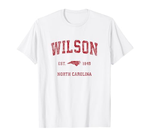 Wilson North Carolina NC Vintage Sports Design roter Druck T-Shirt