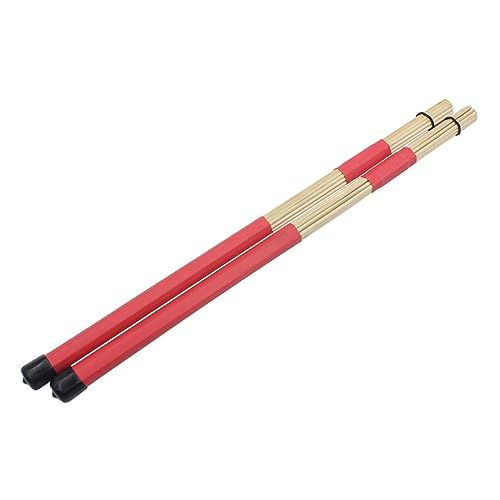2 piezas de baquetas de bambú para batería, ligeras y rápidas, ideales para jazz y bandas juveniles, color rojo miniatura 6