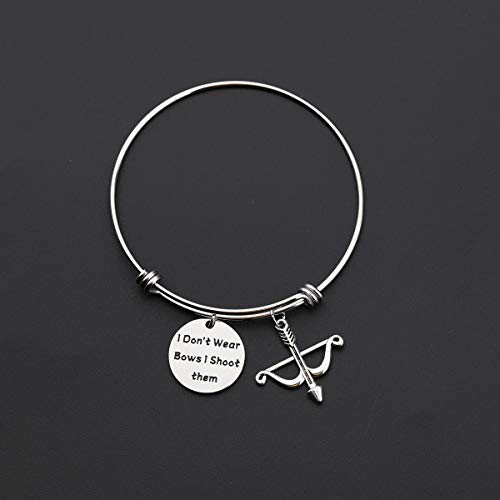 FOTAP Archery Gifts I Don't Wear Bows I Shoot Them Bracelet Hunting Gifts Bow and Arrow Charm Gift - Image 5