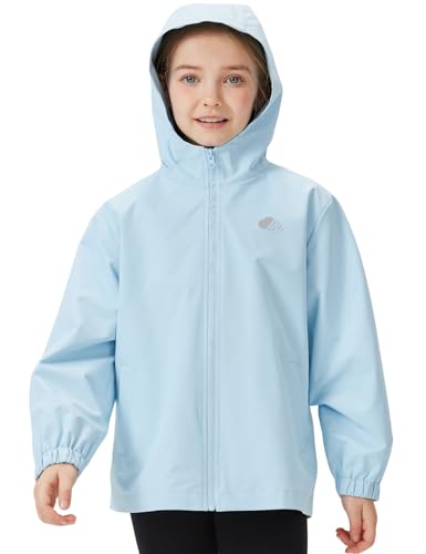 Image of Kids Rain Jacket Lightweight Waterproof Rain Coats Outerwear with Hood for Boys Girls Size 5-15