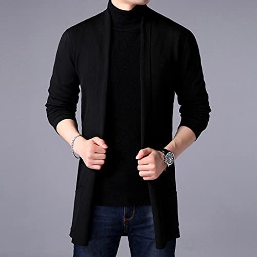 HZCX FASHION Mens Open Front Cardigan Shawl Collar Lightweight Fall Sweater2