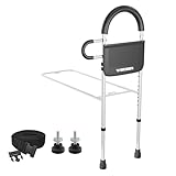 Bed Rails for Elderly Adults Safety: Side Assist Grab Bar Handrails for Seniors with Dual Handle Rails & Storage Bag - Adjustable Bed Cane Portable Bedside Railing - Fits Twin Full Queen King White