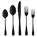 S SMAUTOP Set di Posate Nero Opaco, Set di Posate in Acciaio Inossidabile Set di stoviglie e Posate Include coltelli/forchette/cucchiai Lavabili in lavastoviglie