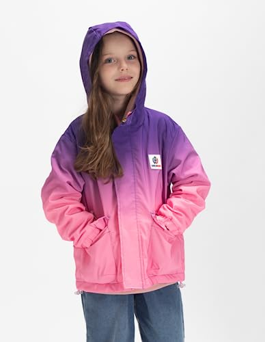 WELAKEN Kid's Gradient Fleece Lined Zipper Hooded Water-resistant Jackets with Pockets,Boy & Girl's Unisex3