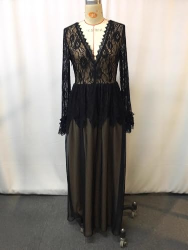 Robe maxi col dentelle confortable pour masquer les imperfections