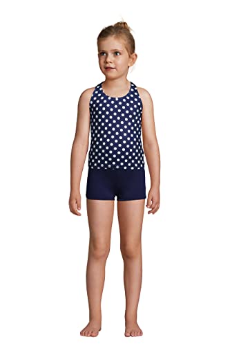 Lands' End G Tankini Swim Top Deep Sea Navy Shadow Dot Kids 12 #TOP4