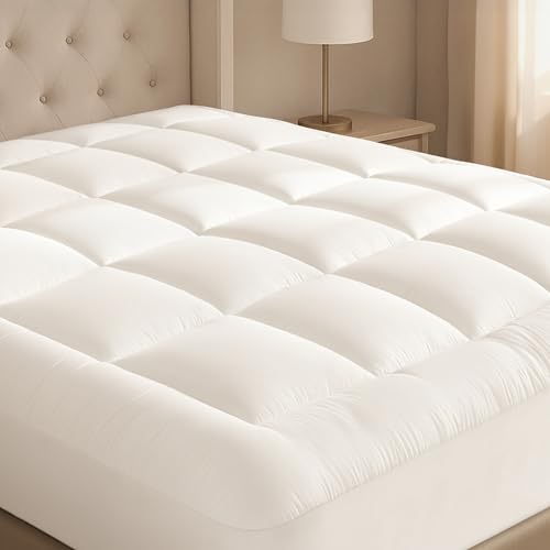 Cloud-Like Full Size Mattress Topper - 100% Cotton Top Mattress Pad for Back Pain Relief -...