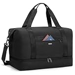 VSNOON for New Ryanair Cabin Bags 40x30x20, 24L Foldable Travel Carry on Bag with Shoes Compartment, Water-Resistant Hand Luggage Holdall Gym Bag for Weekender Overnight Flight Hospital Sports, Black
