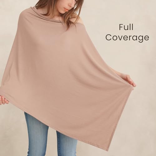 Konssy Knit Nursing Cover for Breastfeeding, 360° Full Privacy Breathable Breastfeeding Cover, Multi-use Carseat Canopy(Clay) - Image 5