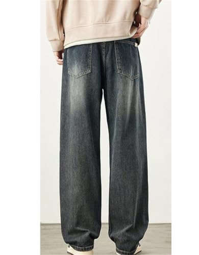 Men's Thick Jeans Fall Winter Loose Fit Wide Leg Straight Denim Pants Korean Casual Style2