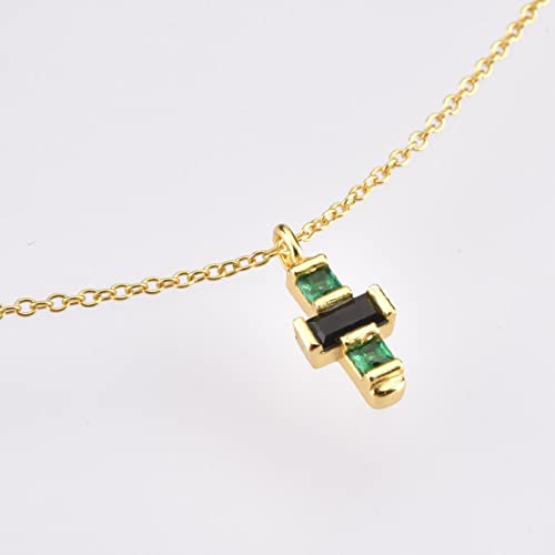 Collier croix argent sterling zircon marron vert cadeau mariage - 3