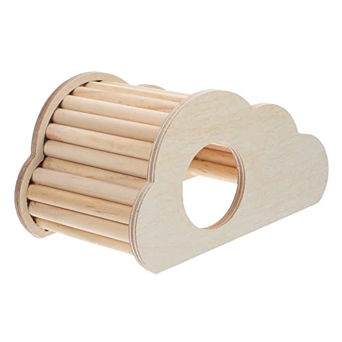 TOGEVAL ハムスターの隠れ家 木製ウッドハウス 耐摩耗性巣 はしごおもちゃ 玄関室内用 小動物のペット 寝床と遊び場 モルモット向け