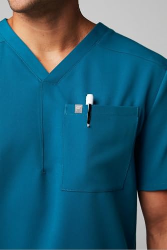 Image of Fabletics Men's Helix 1-Pocket Scrub Top - MotionTech, Wrinkle-Resist, Chest Pocket, Anti-Shrink, Semi-Slim Fit