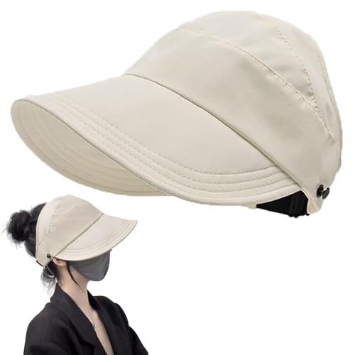 KHDULQ Chapeau Femme Soleil Pliable, Casquette Anti UV, Casquette Visiere Femme, Idéal pour Les Activités de Plein air, Voyage, Plage (Blanc Cassé) (Blanc...