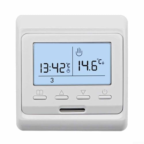 Thermostat électrique programmable pour chauffage au sol, contrôleur 16 A avec capteur d'air intégré et câble de capteur de sol externe de 300 cm, réglable de 0 à 90 °C (blanc 3 A)